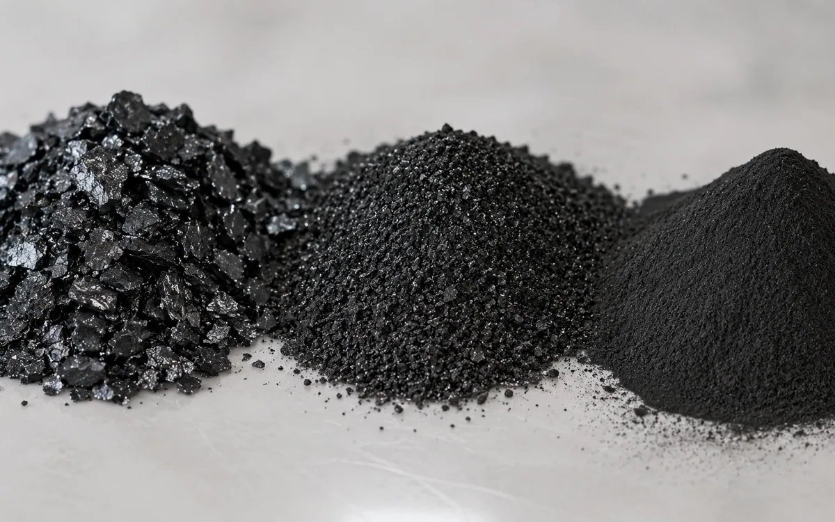 Graphite lumps, granules and micronised graphite anode powder