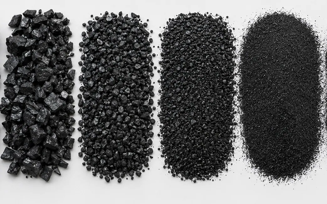 Activated carbon as granules and as fine black powder