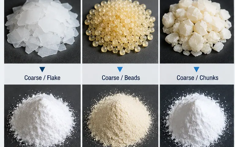 Wax flake, antioxidant bead and stabiliser chunk additives above the milled powders made from them