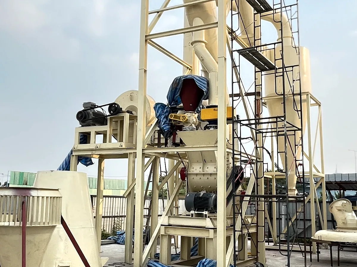 Complete THOR classifying plant erected on site with cyclone tower, access platforms and ducting